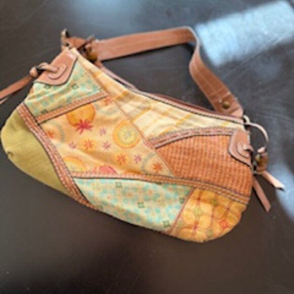 Fossil Vintage Patchwork Leather Shoulder Bag Boho Y2K Retro Purse - Picture 3 of 5